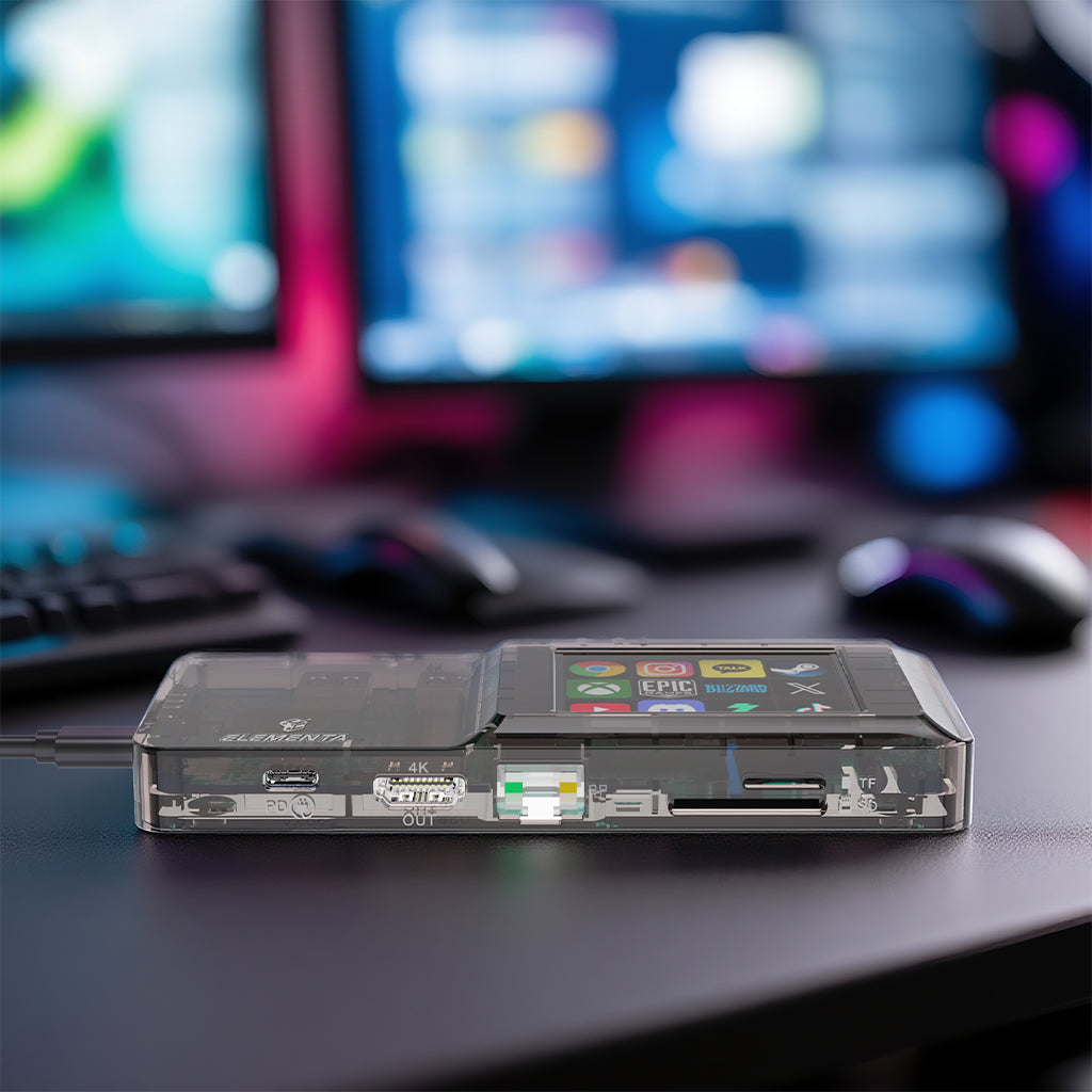 Elementa USB-C Docking Station with 12 LCD Custom Hotkeys All-in-One Visual Type-C Hub with 4K HDMI, 100W PD, Ethernet, SD/TF  Compatible with USB 3.1 Laptops and PCs
