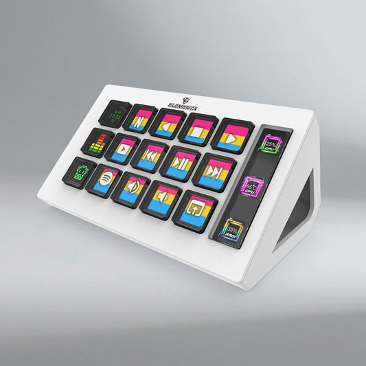 Elementa Stream Console – 15-Key LCD Macro Pad with System Monitor for Creators