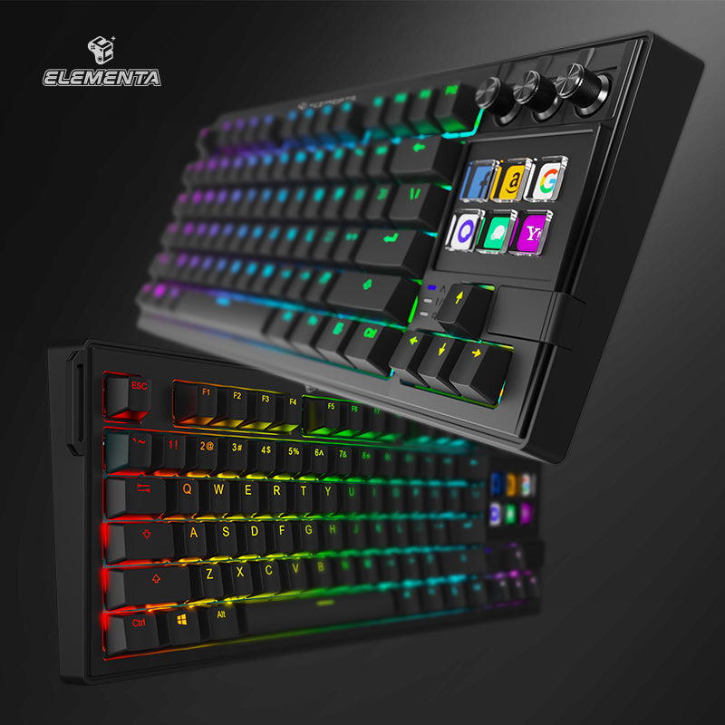 Elementa K1Pro LCD AI Mechanical Keyboard – Customizable RGB, Hot-Swappable, 6 LCD Keys, 3 Knobs & Buttons