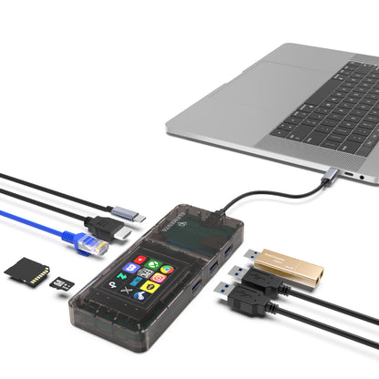 Elementa USB-C Docking Station with 12 LCD Custom Hotkeys All-in-One Visual Type-C Hub with 4K HDMI, 100W PD, Ethernet, SD/TF  Compatible with USB 3.1 Laptops and PCs