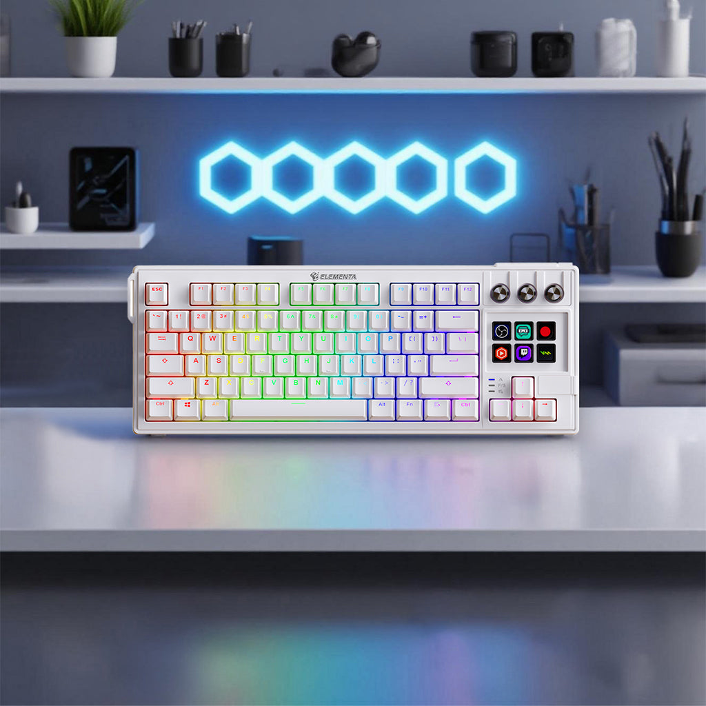 Elementa K1Pro LCD AI Mechanical Keyboard – Customizable RGB, Hot-Swappable, 6 LCD Keys, 3 Knobs & Buttons