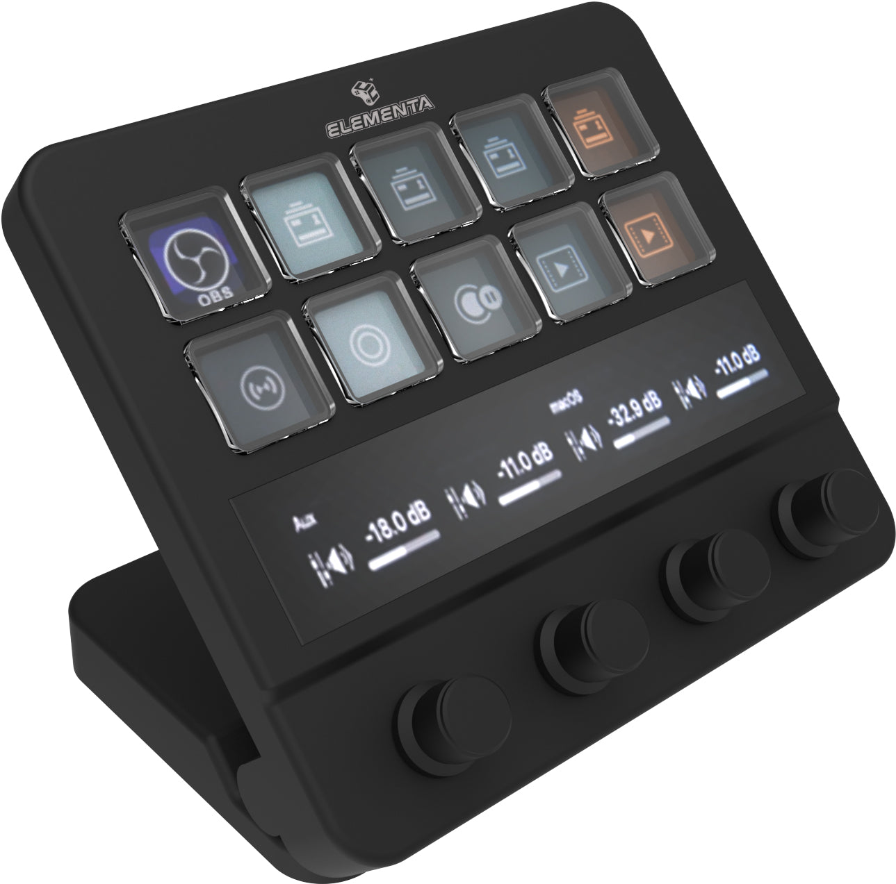 Elementa MBox N4 Stream Console – Customizable LCD Buttons, Knobs & Touch Control for Professional Streaming and Workflow