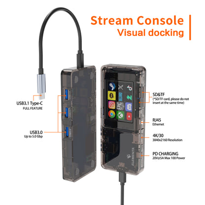 Elementa USB-C Docking Station with 12 LCD Custom Hotkeys All-in-One Visual Type-C Hub with 4K HDMI, 100W PD, Ethernet, SD/TF  Compatible with USB 3.1 Laptops and PCs